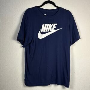 Men’s The Nike Tee Blue White Swoosh Short Sleeve T-shirt Gym Athletic - Large